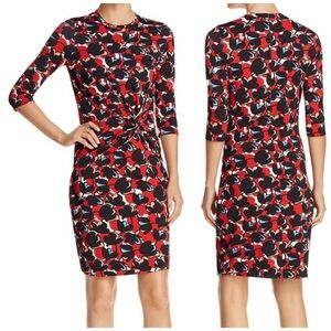 BOSS ELEIKA PRINT JERSEY SHEATH DRESS FLORAL RED BLACK Size XS